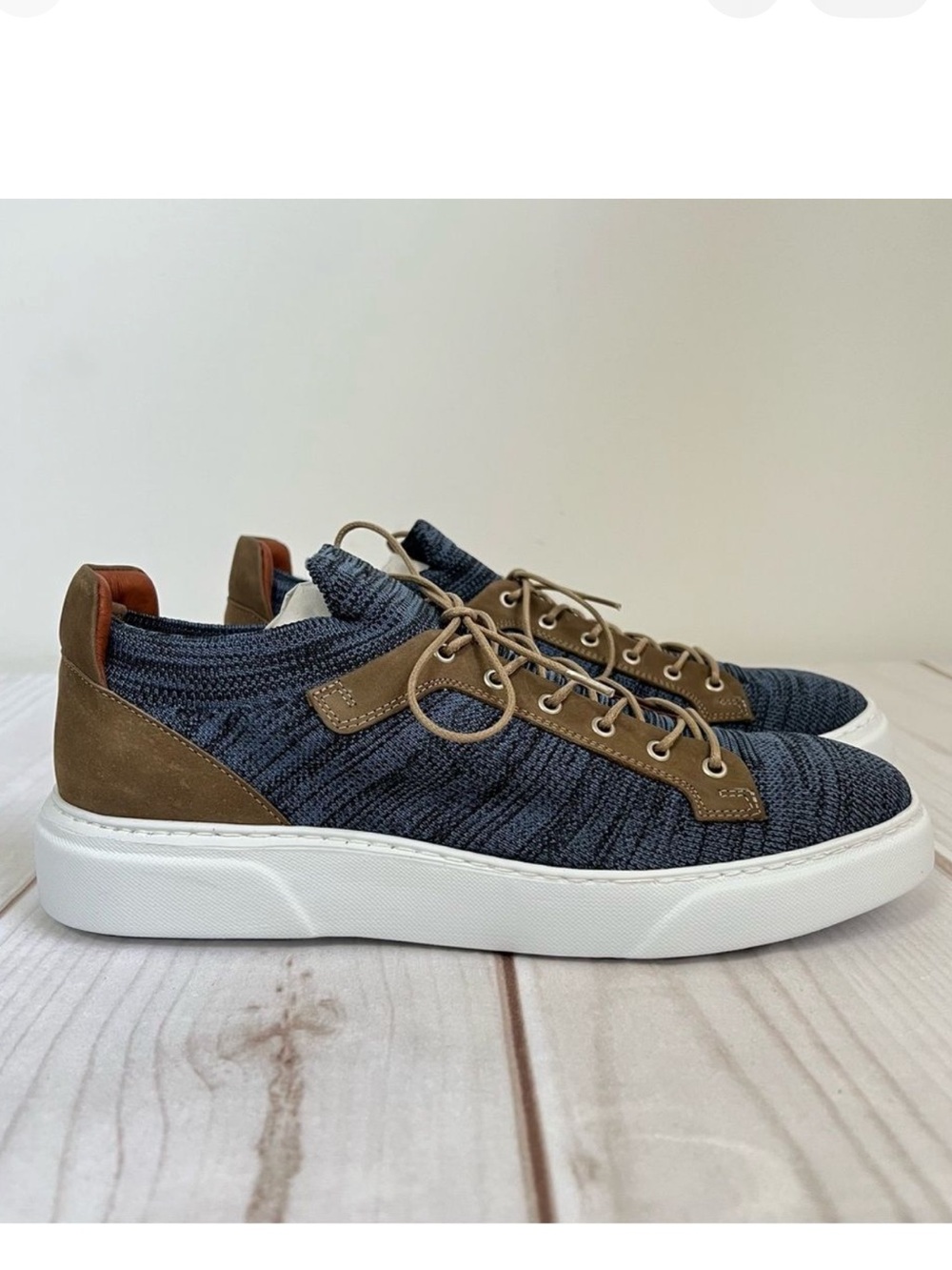 Brothers United Mens Leather and Knit Lightweight Sneakers Size 8.5 New